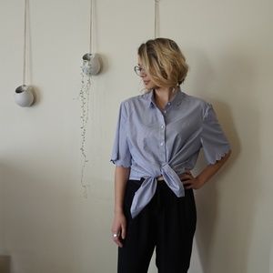 Short sleeve, button up, collard shirt, striped